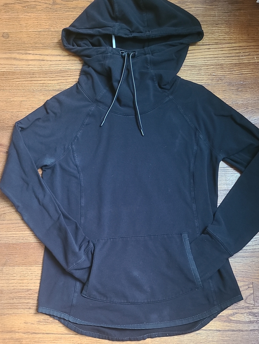 Athleta Black Hooded Pullover Sweatshirt